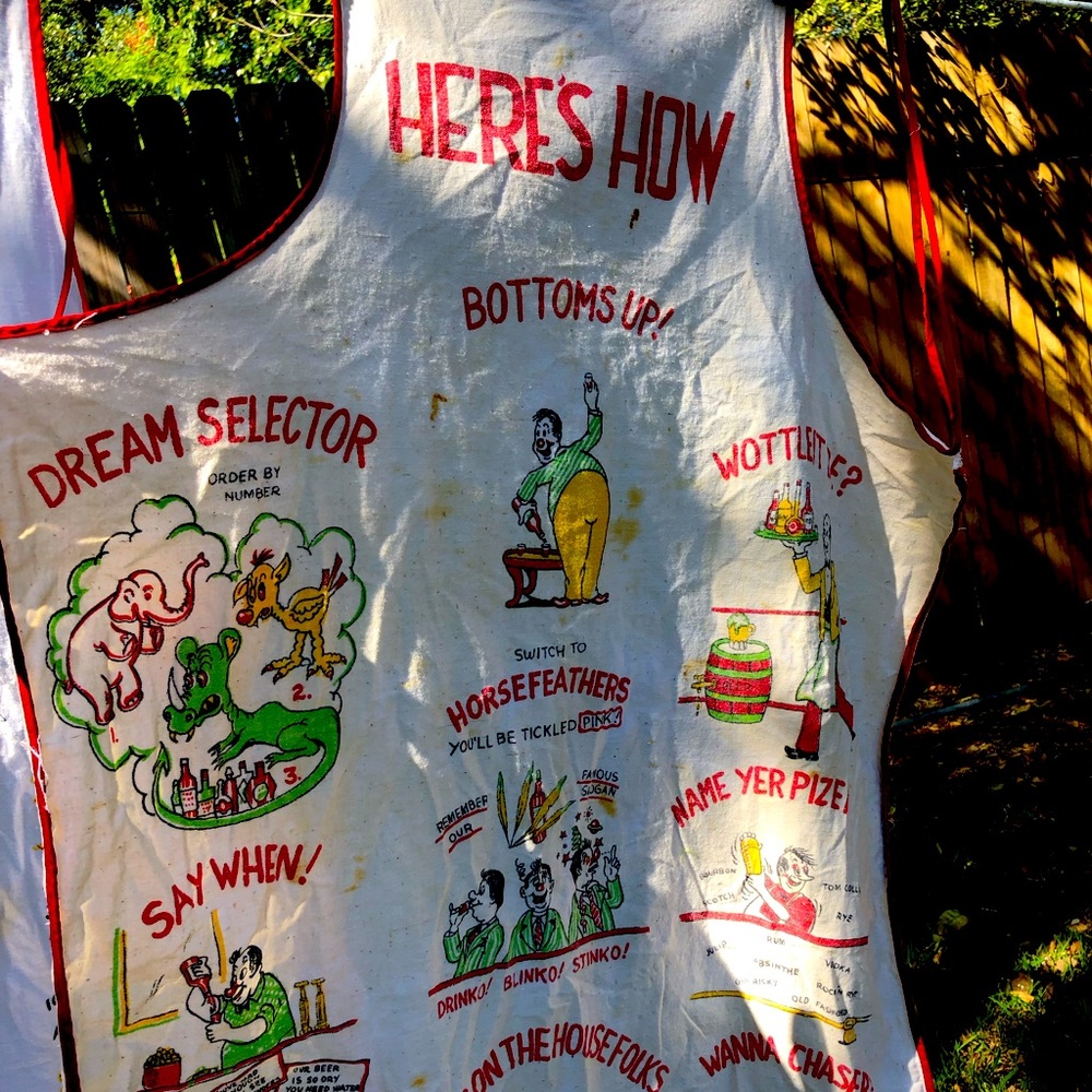 MCM BBQ Apron,  New Orleans, Louisiana drinkware barware apron 1950’s